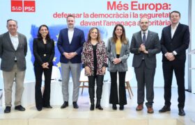 seguridad, democracia Iratxe García, presidenta del Grupo S&D en el Parlamento Europeo; Renè Repasi, jefe de la delegación socialista alemana; Irene Tinagli, presidenta de la Comisión de Vivienda del Parlamento Europeo; el periodista Lluís Bassets; y el consejero de Presidencia, Albert Dalmau Miranda. Laura Ballarín, eurodiputada.